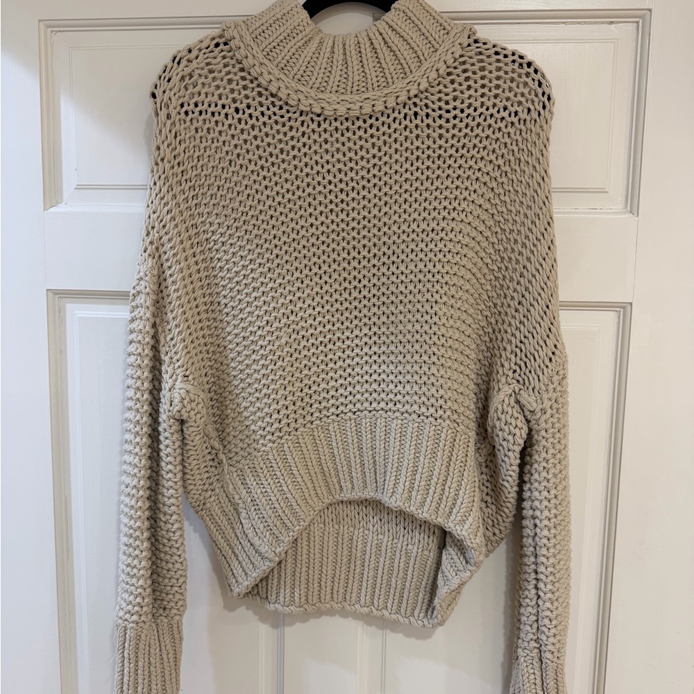 Free People Cozy Cream Knit Sweater